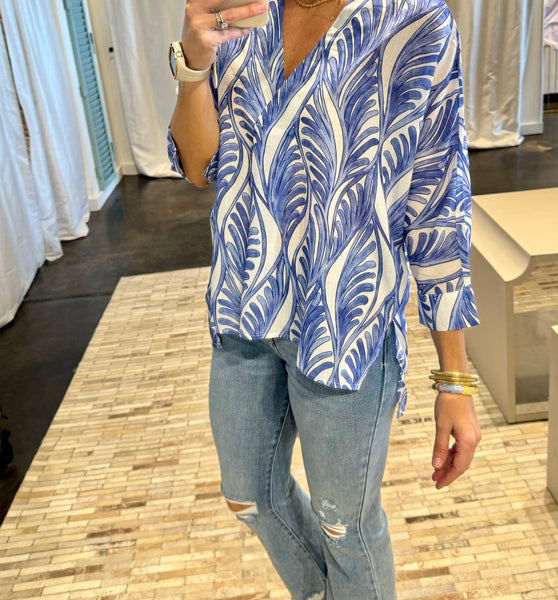 mykonos palm blouse