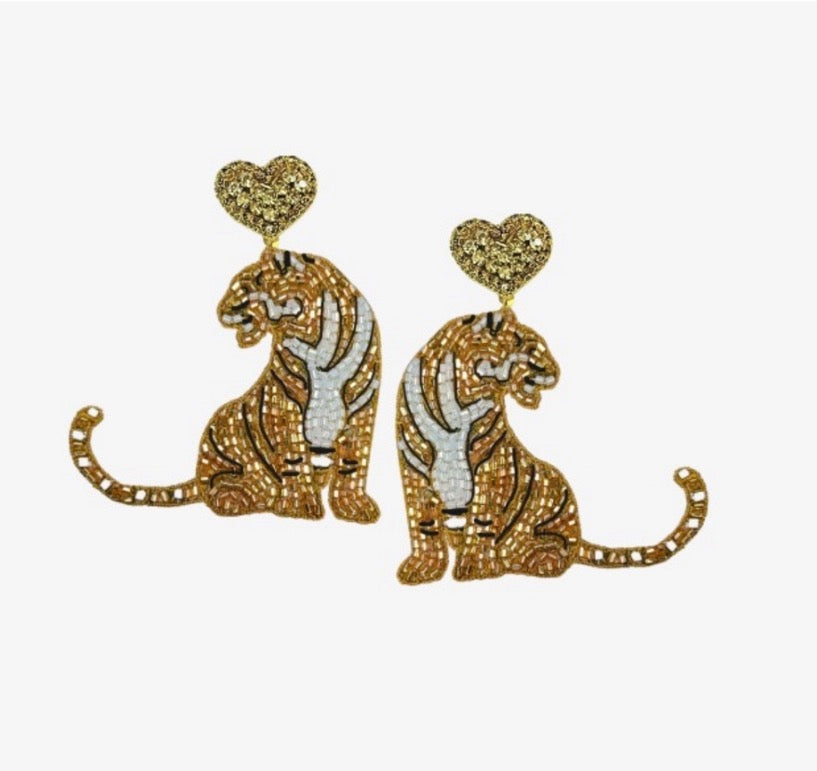 Beaded Tiger Earring