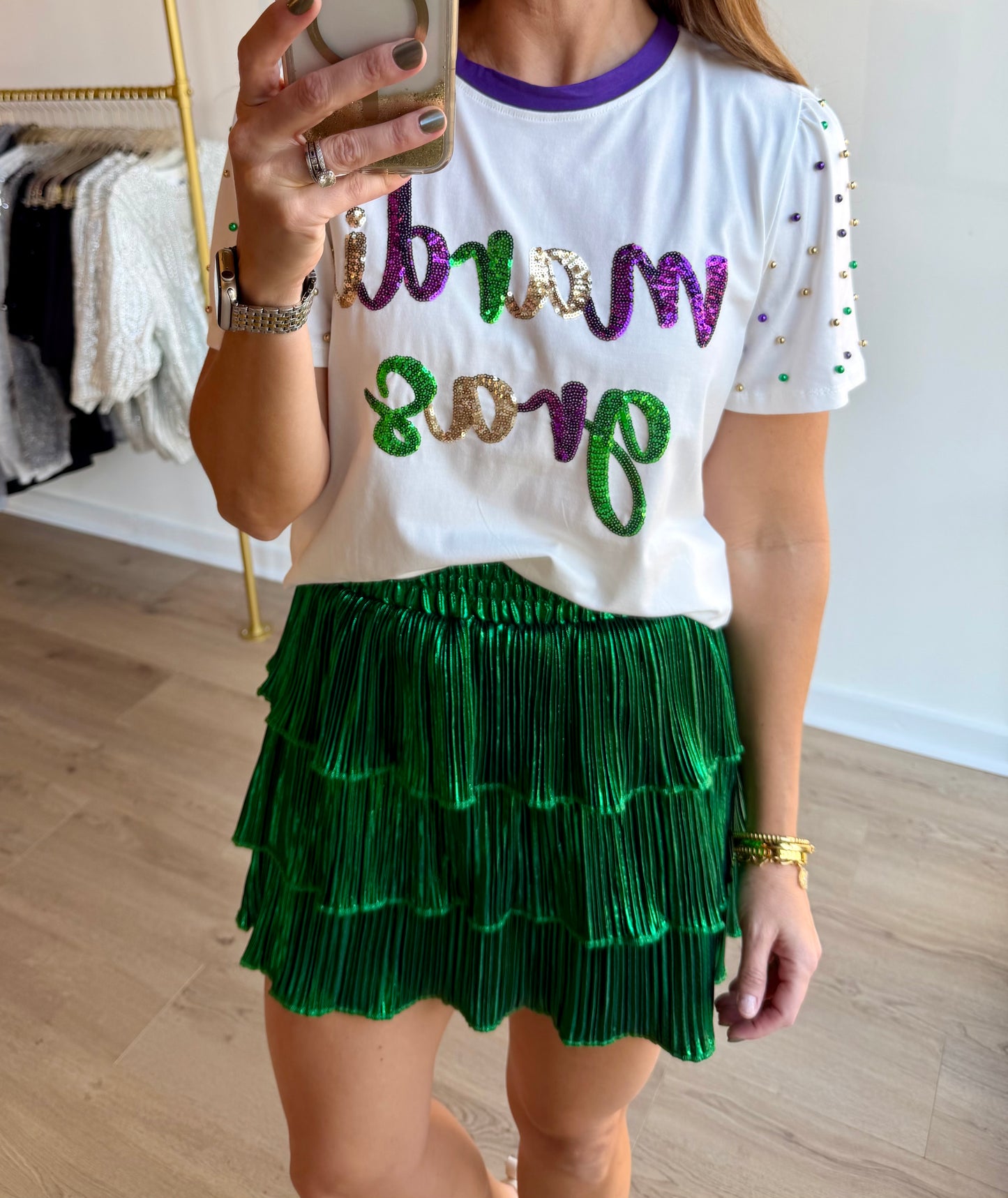 Ruffle Shimmer Skort