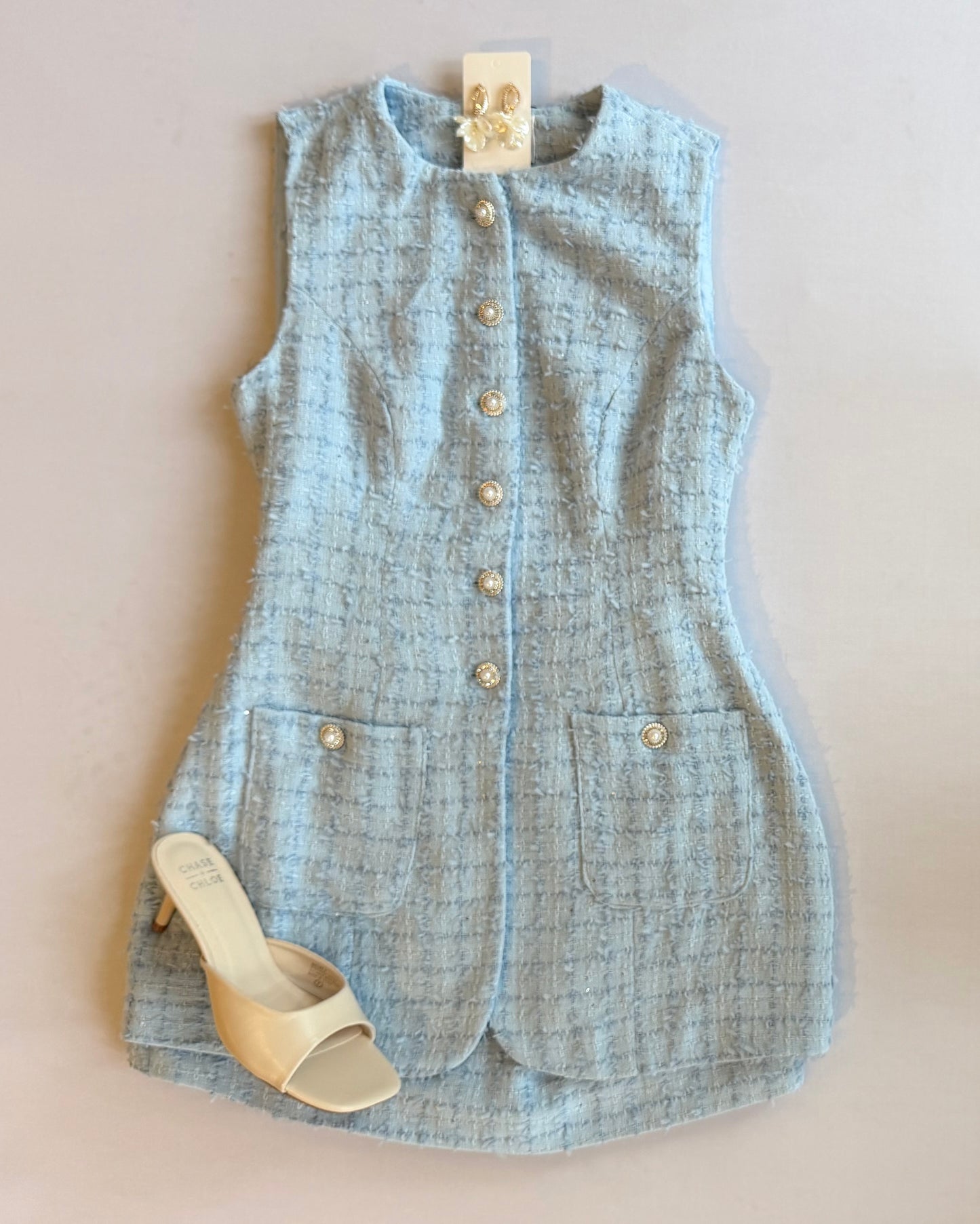 Baby Blue Tweed Mini