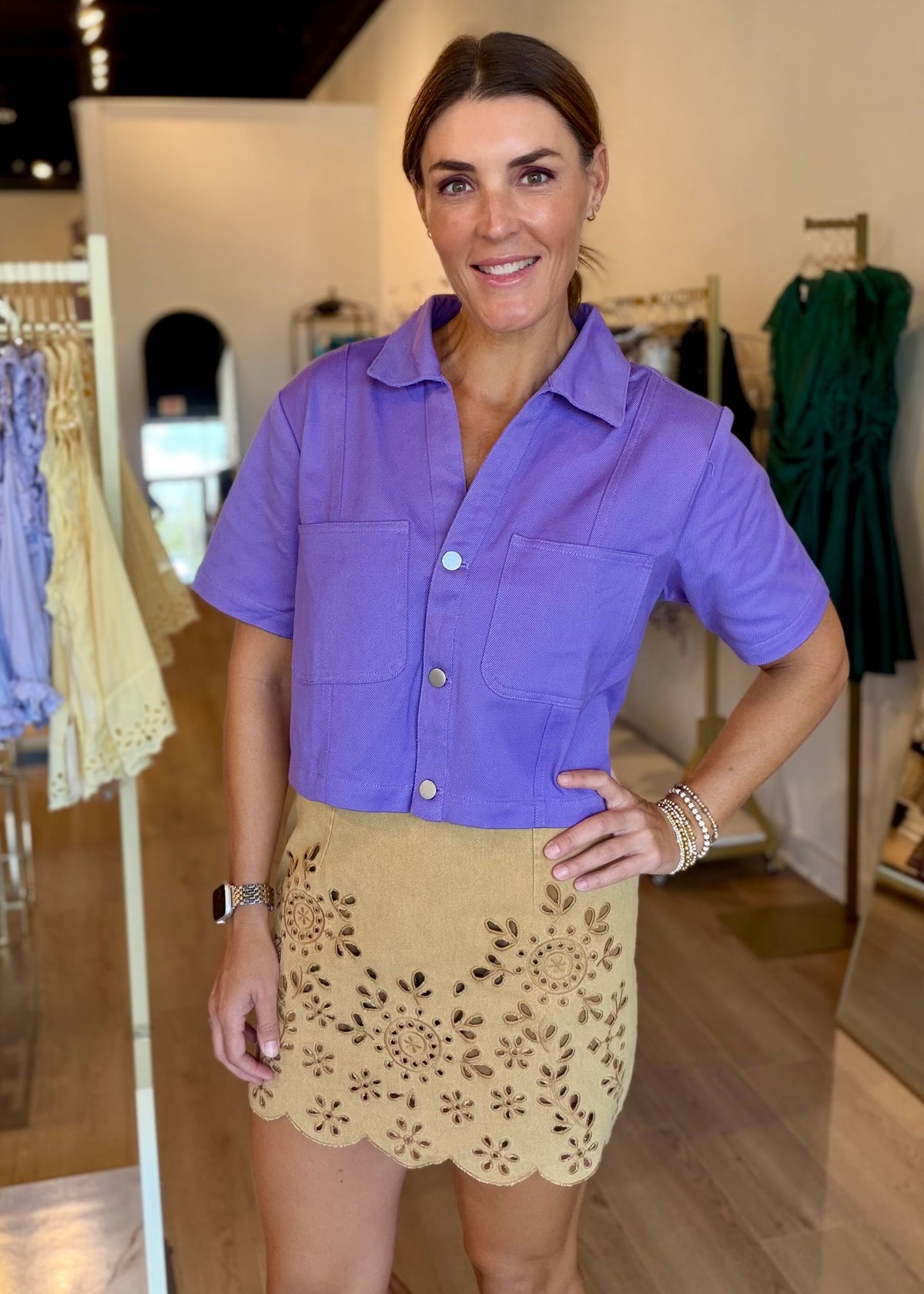 Mustard Embroidered Skort