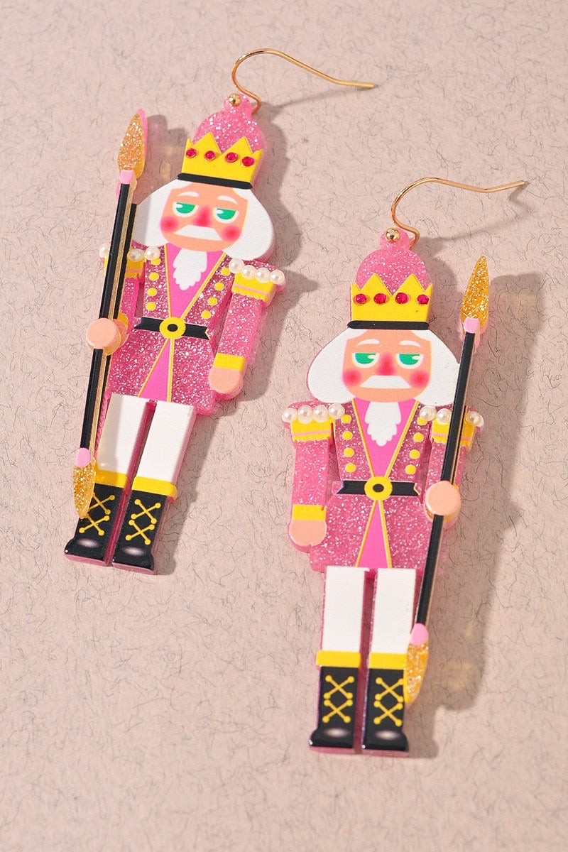 Solid Pink Nutcracker Earring