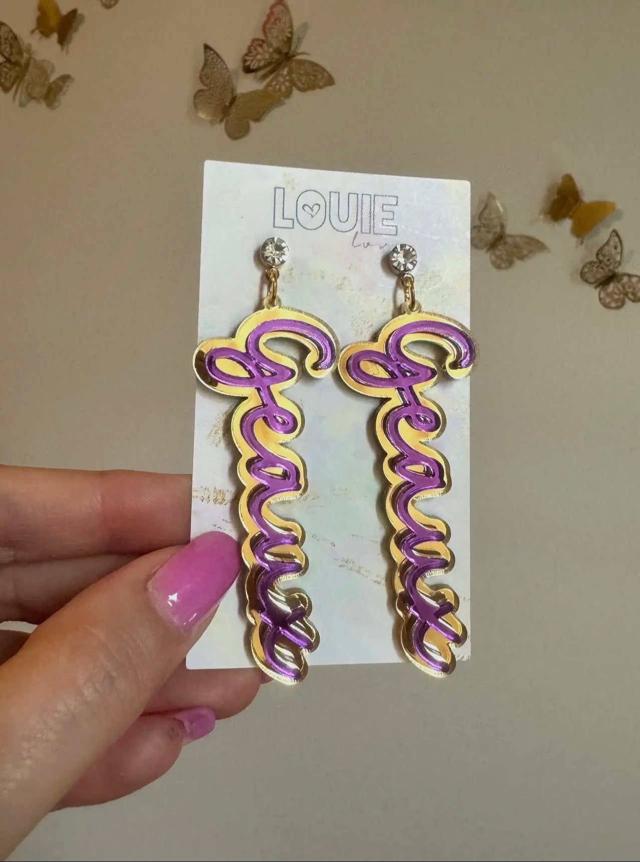 Acrylic Geaux Earring