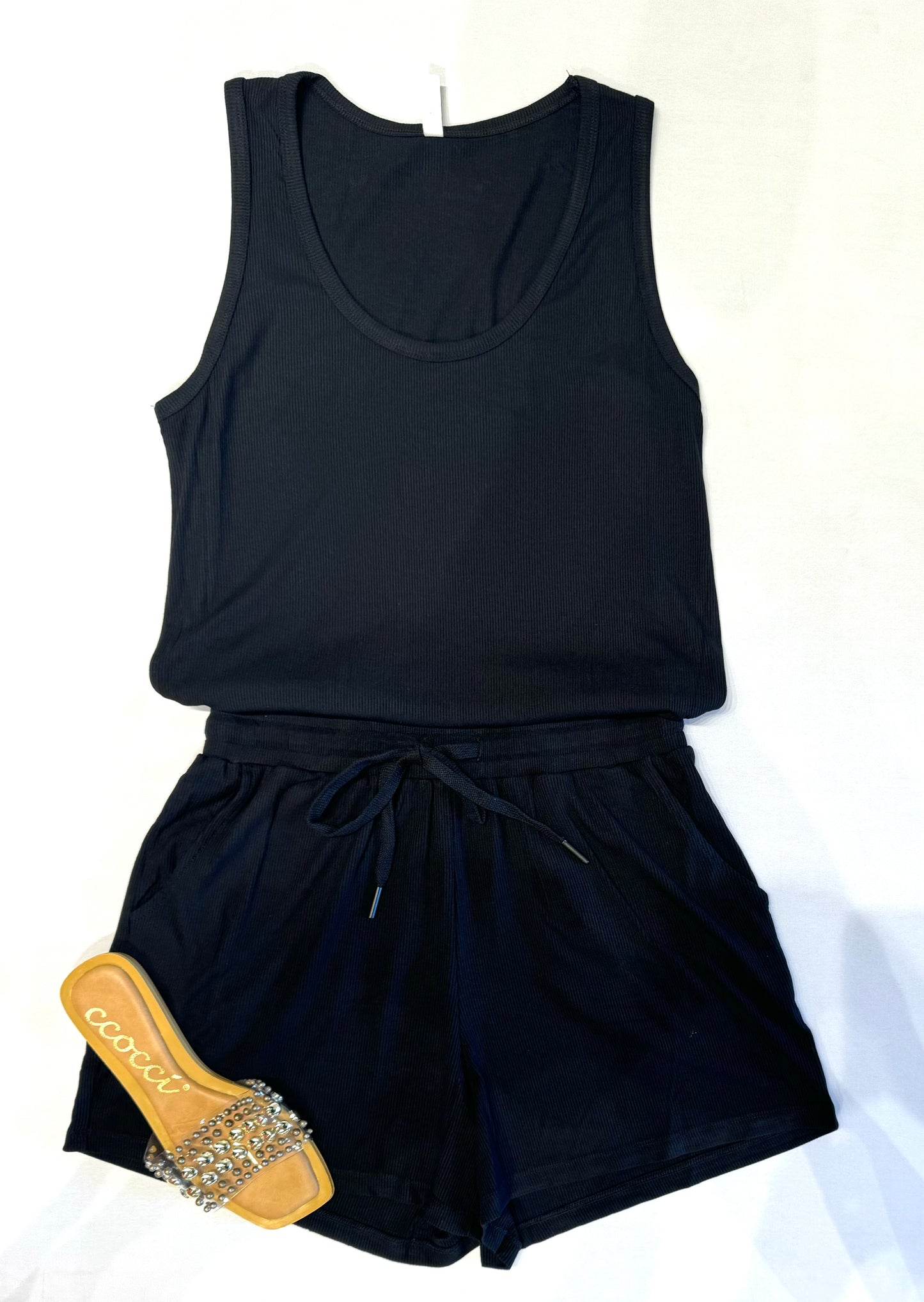 ribbed tank romper