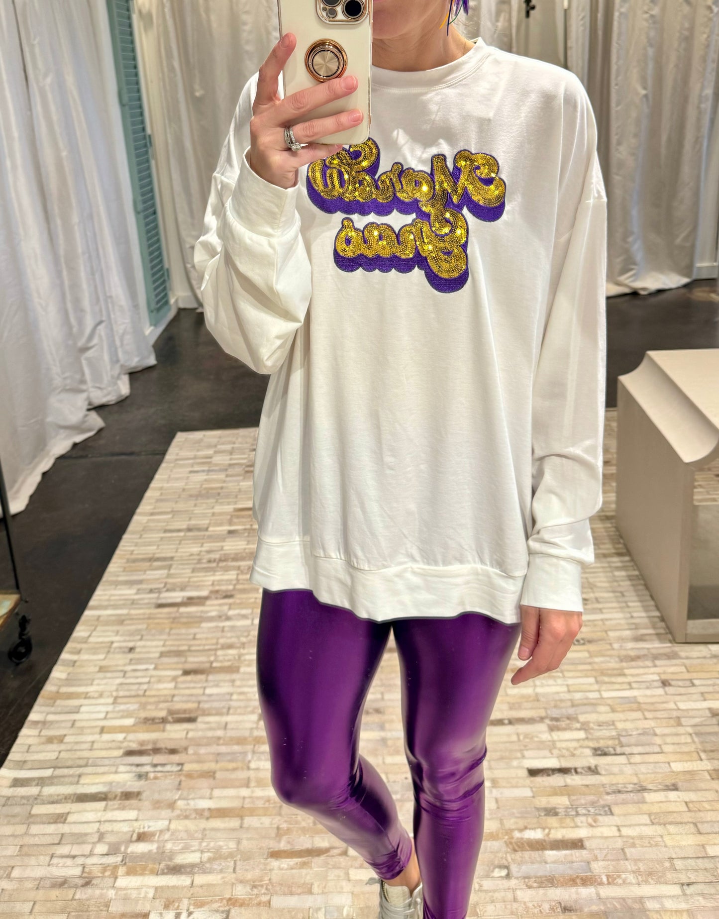 Sequin bubble Mardi Gras tunic