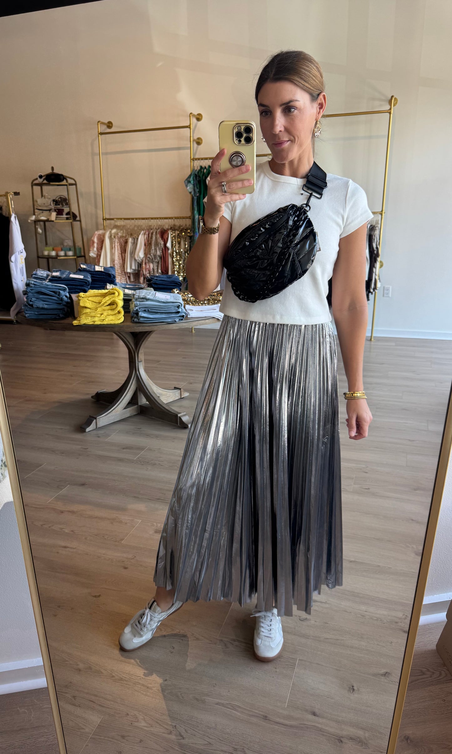 Metal Pleats Midi