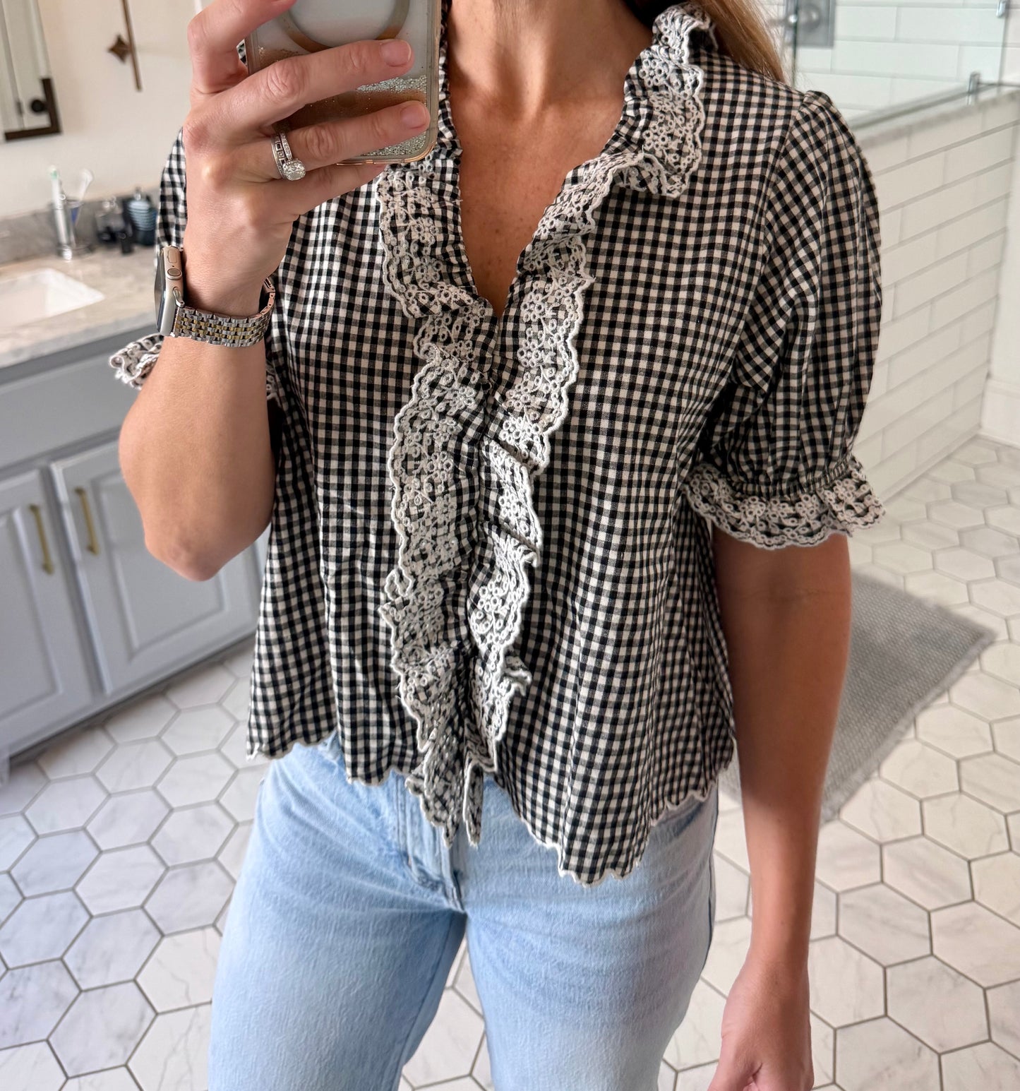Gingham Ruffle Top