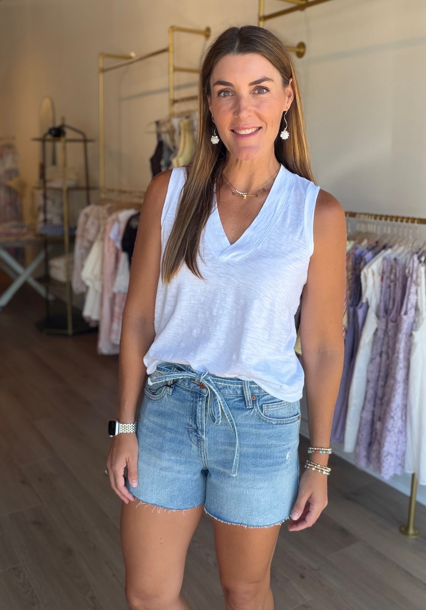 Banded V Neck Tank Top