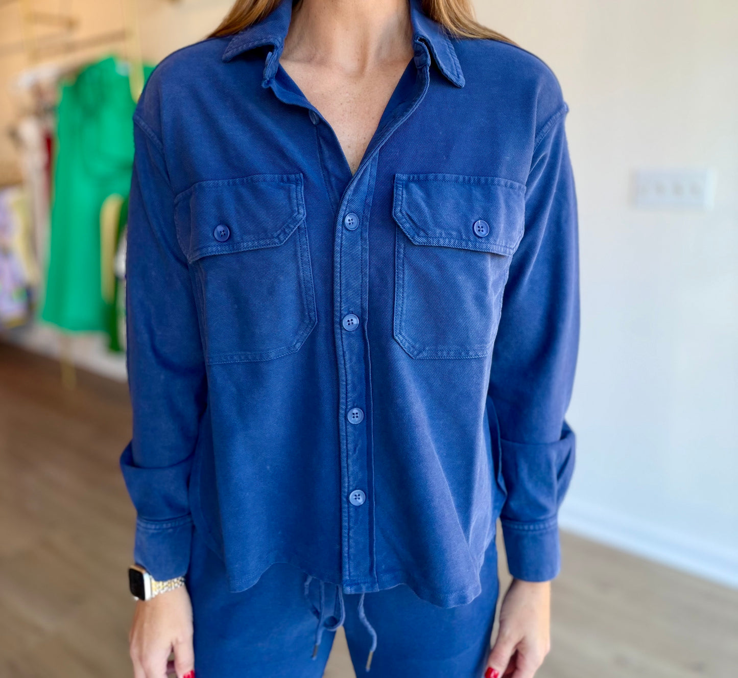 Indigo Boxy Shacket