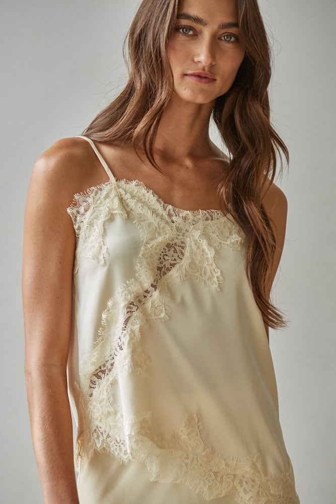 Creamy Yellow Satin Tank
