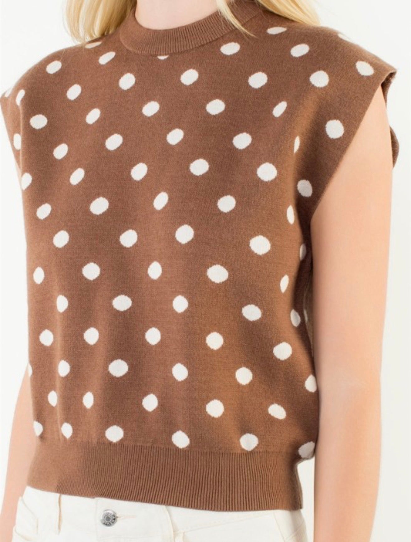 Polka Cap Sleeve Sweater