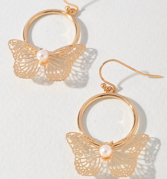 Butterfly + Pearl Earring