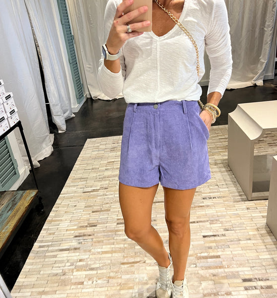 lavender cord shorts