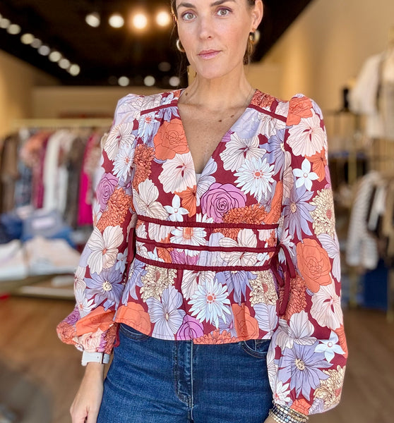 Contrast Floral Blouse