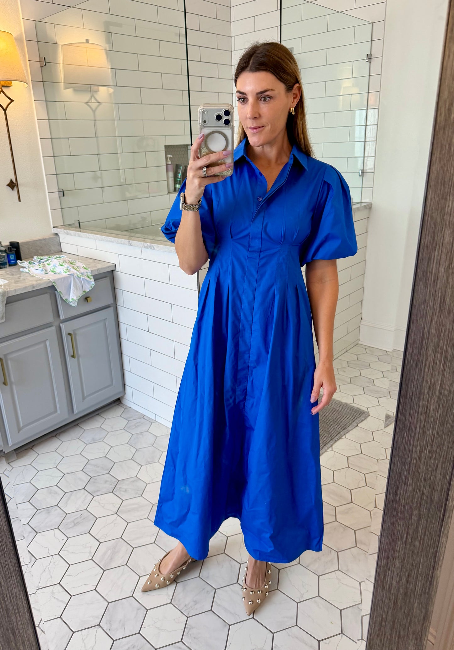Cobalt Poplin Midi