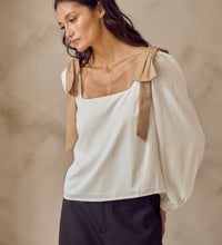 Contrast Bow Blouse