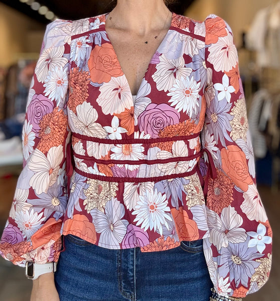 Contrast Floral Blouse