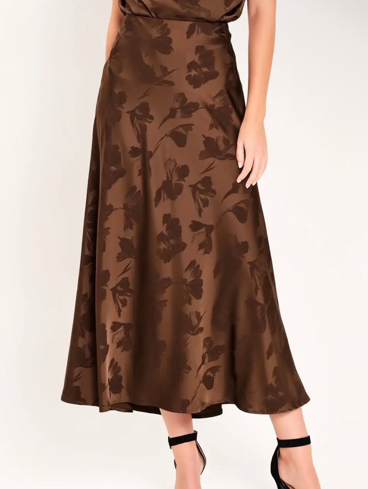 Satin Jacquard Midi Skirt