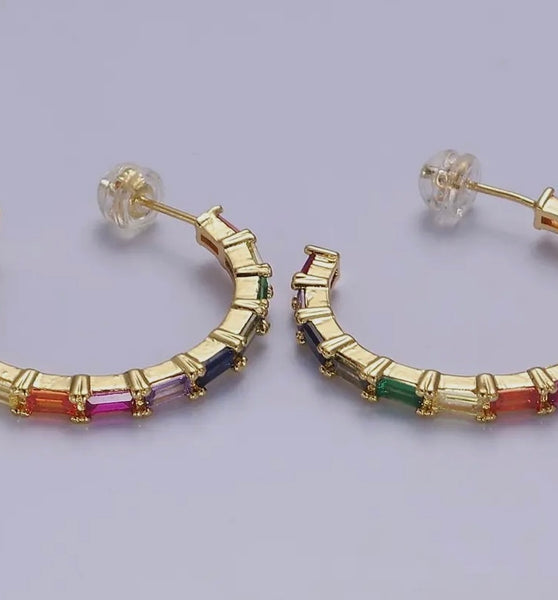 Colorful Baguette Earring