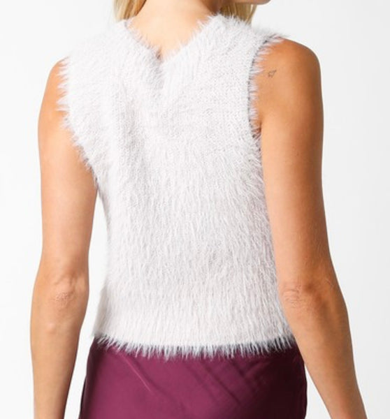 Eyelash sleeveless sweater