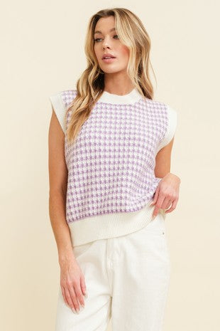 Houndstooth Knit Vest