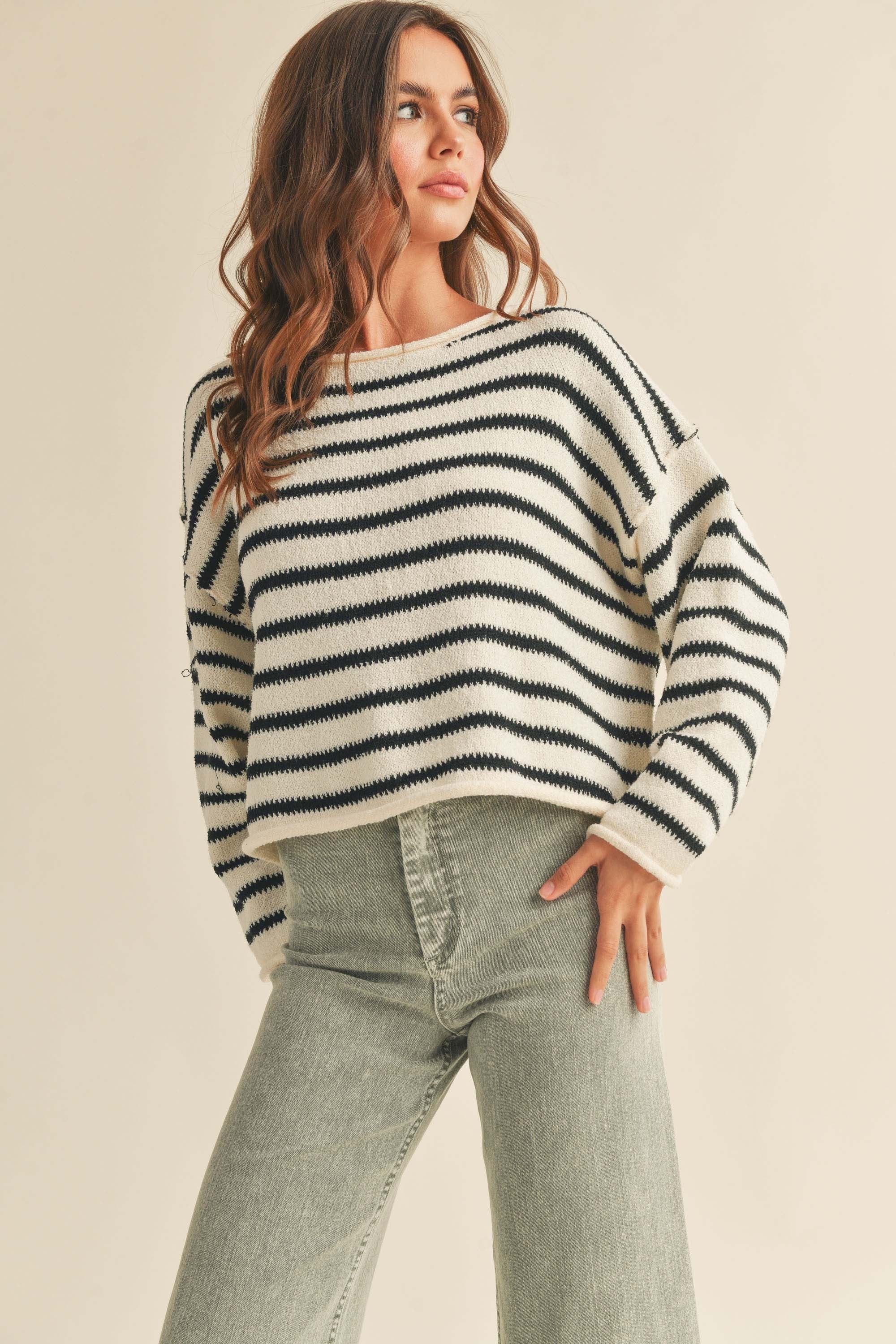 striped boxy sweater