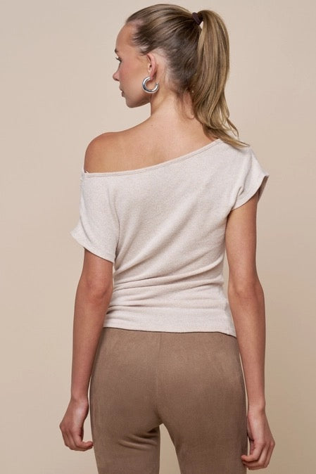 Oatmeal Ruched Top