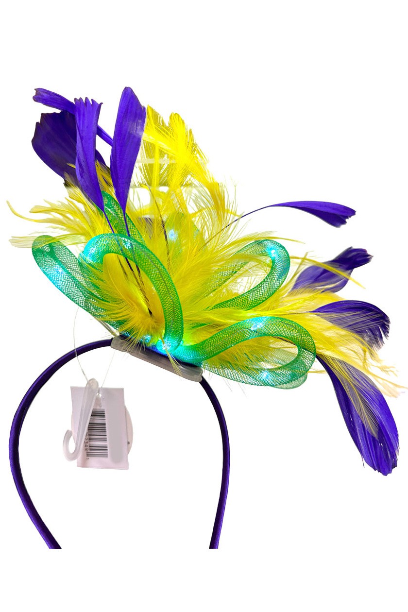 LED Light Mardi Gras Feather Headband
