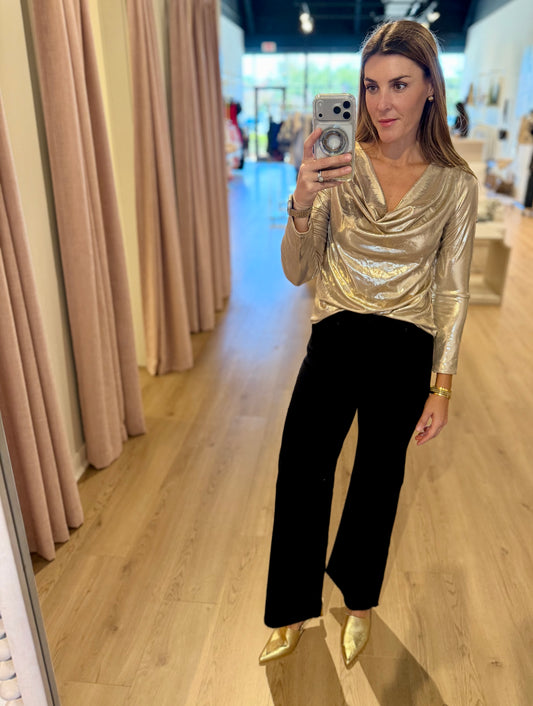 Shiny Gold Cowl Neck Top