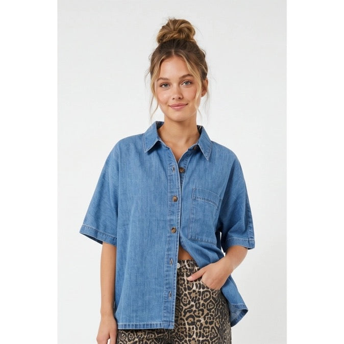Denim Button Top