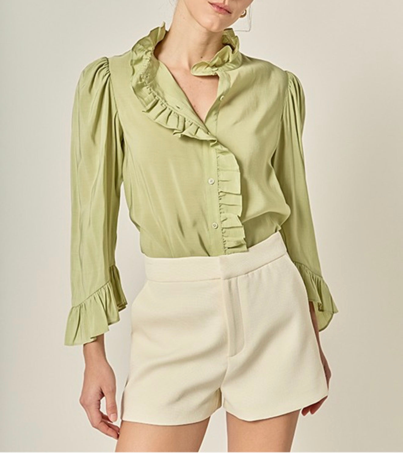 Sage Ruffle Blouse