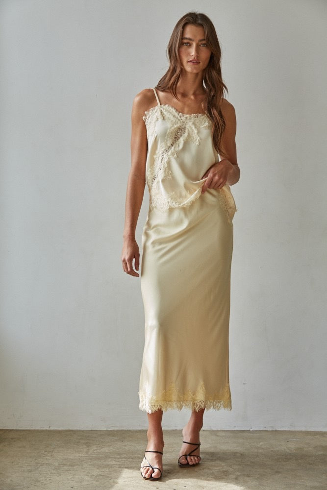 Creamy Yellow Satin Tank