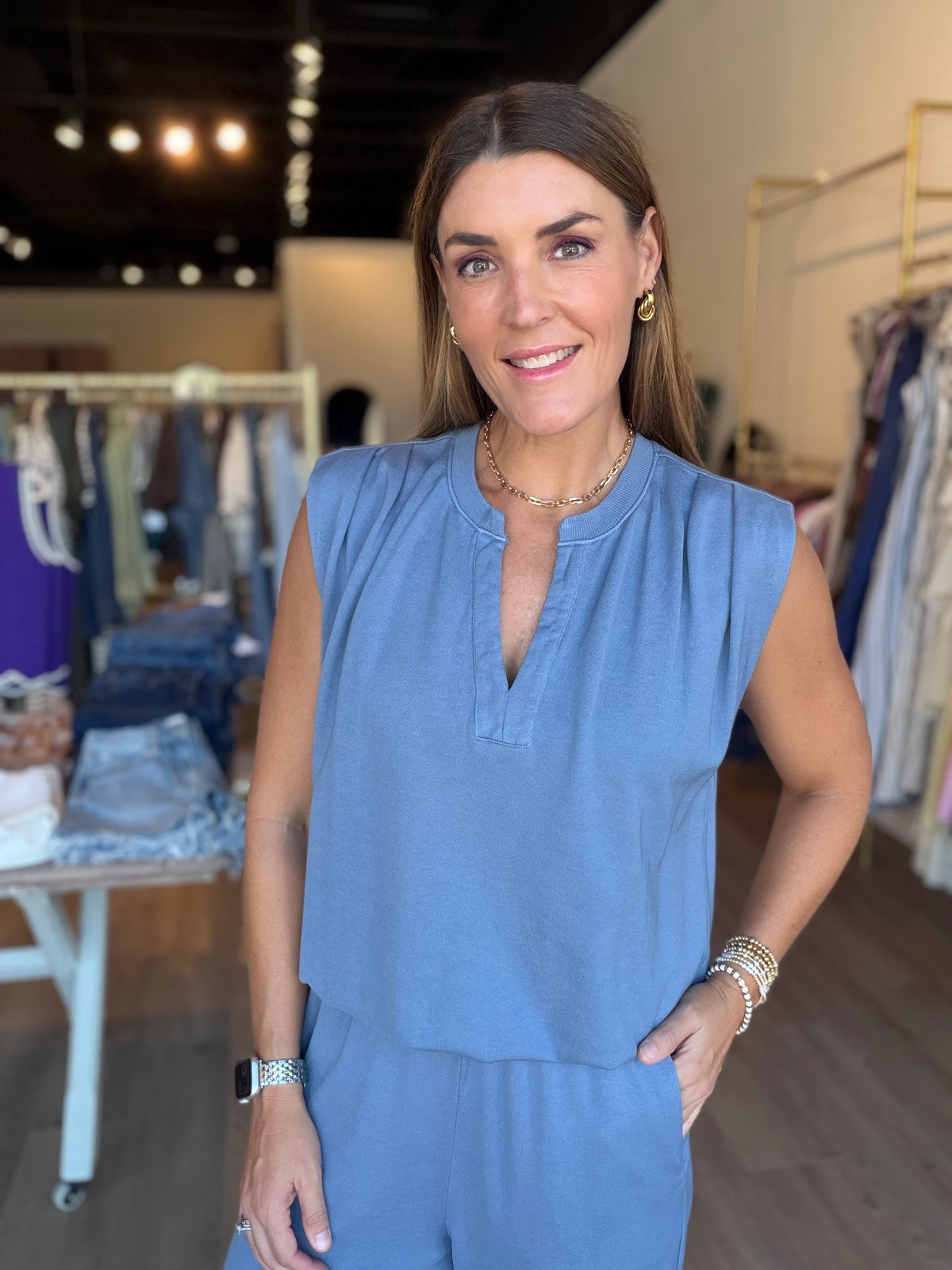 Gwen Split Neck Tee