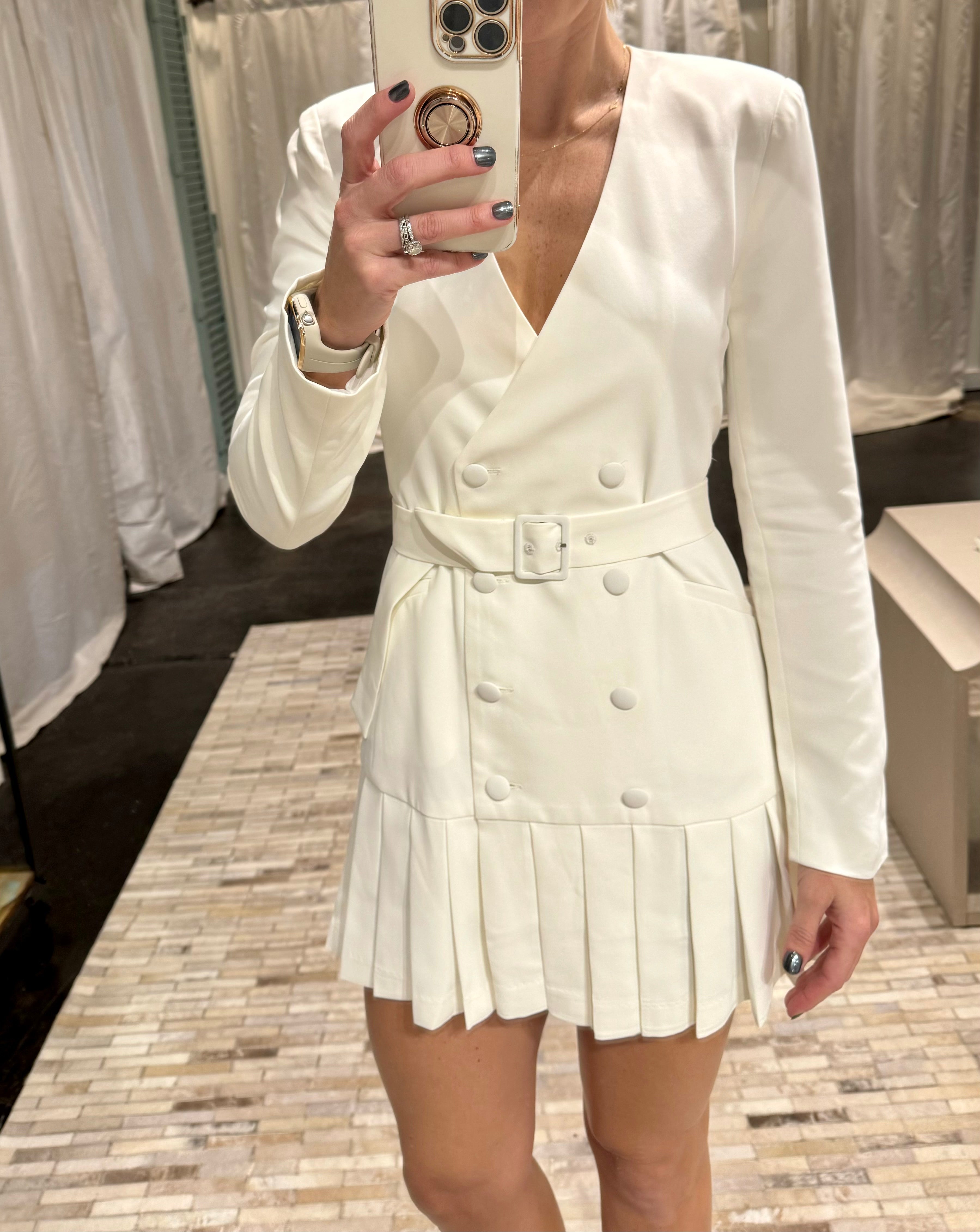White Button Dress