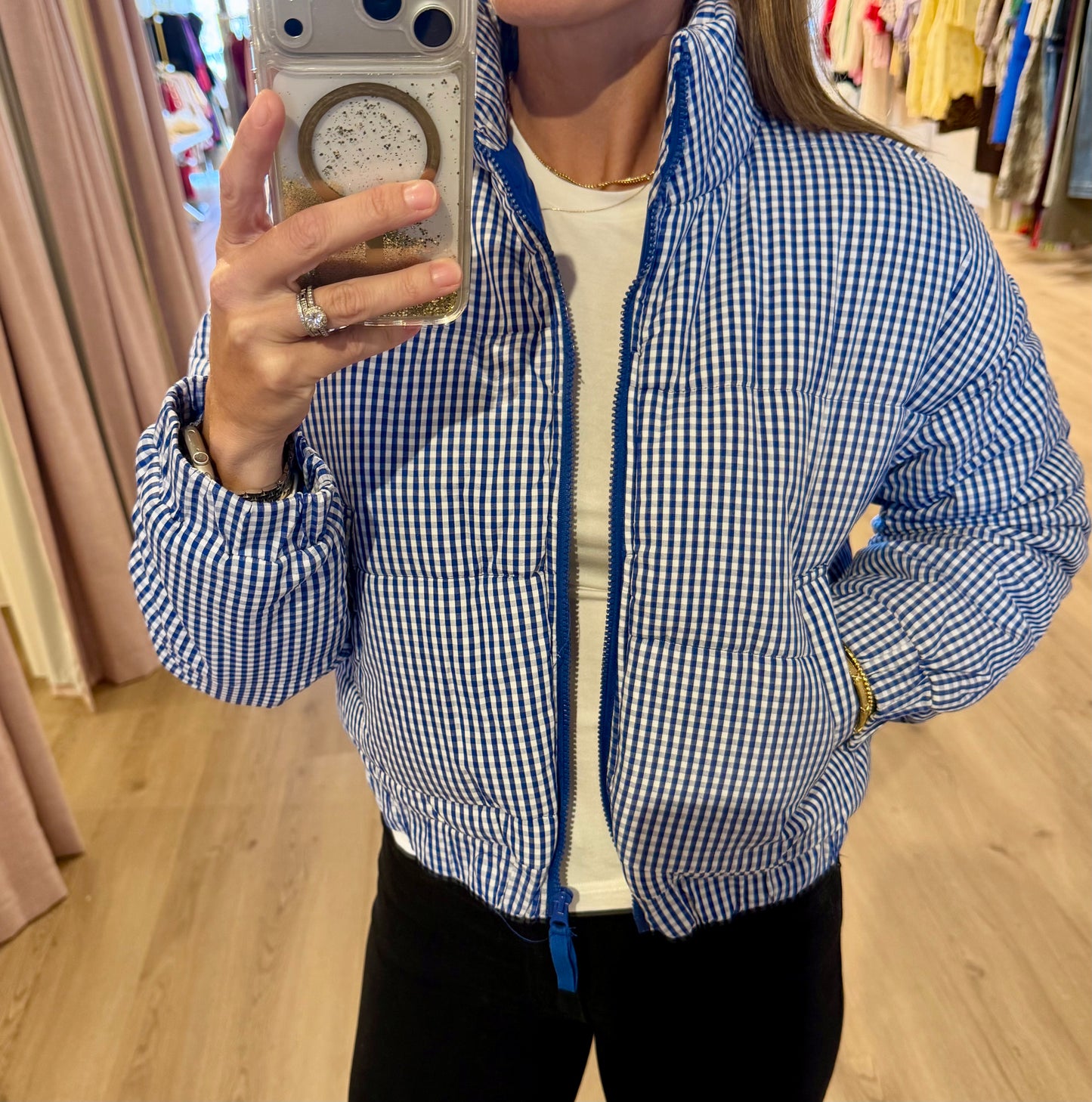 Gingham Puff Jacket