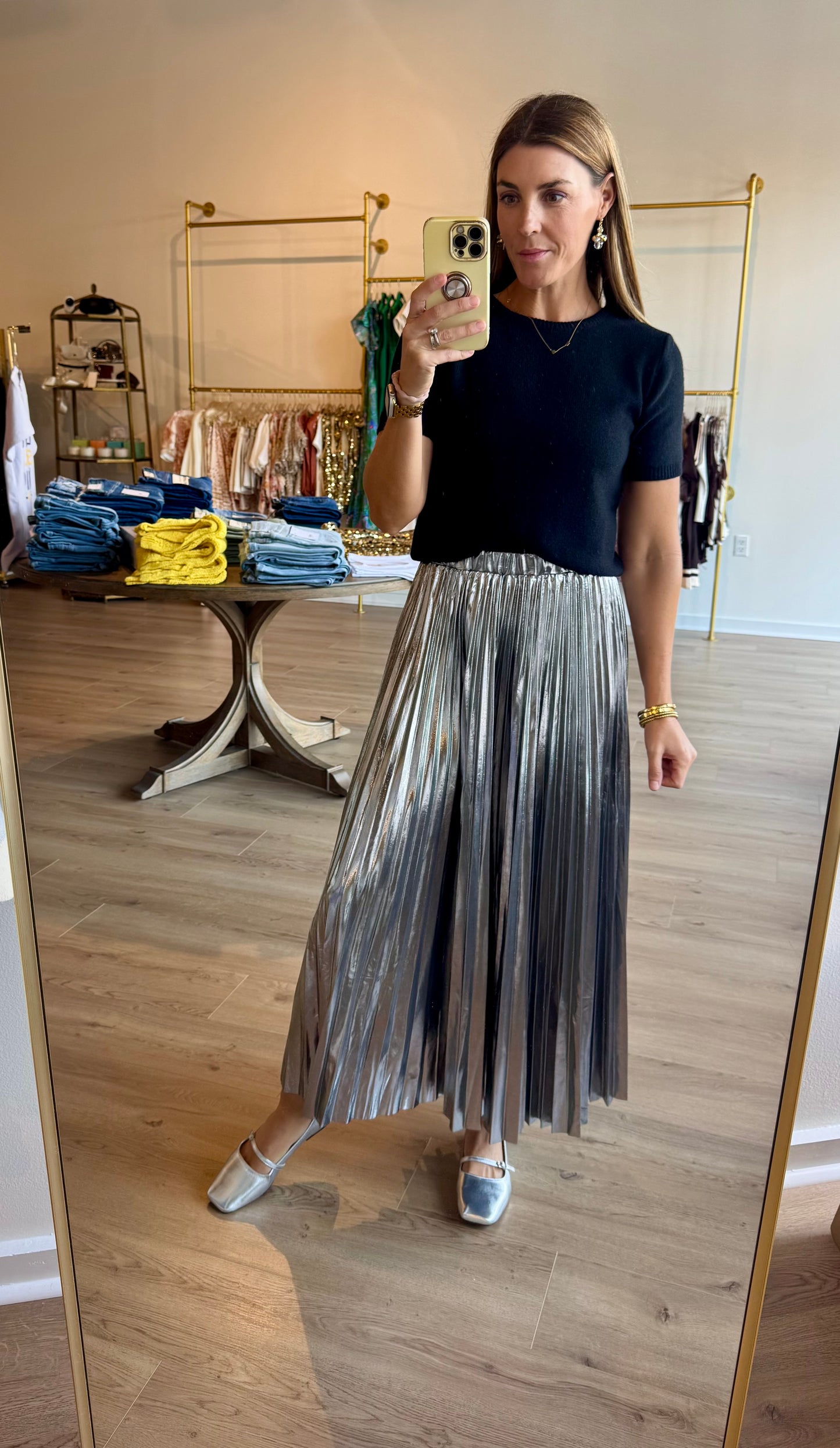Metal Pleats Midi