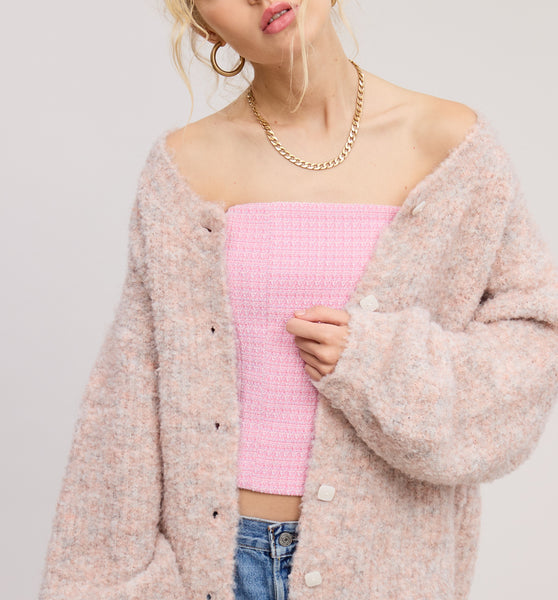 blush boulce cardi