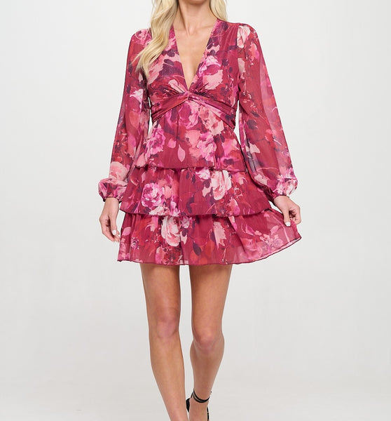 Wild Rose Ruffle Mini Dress