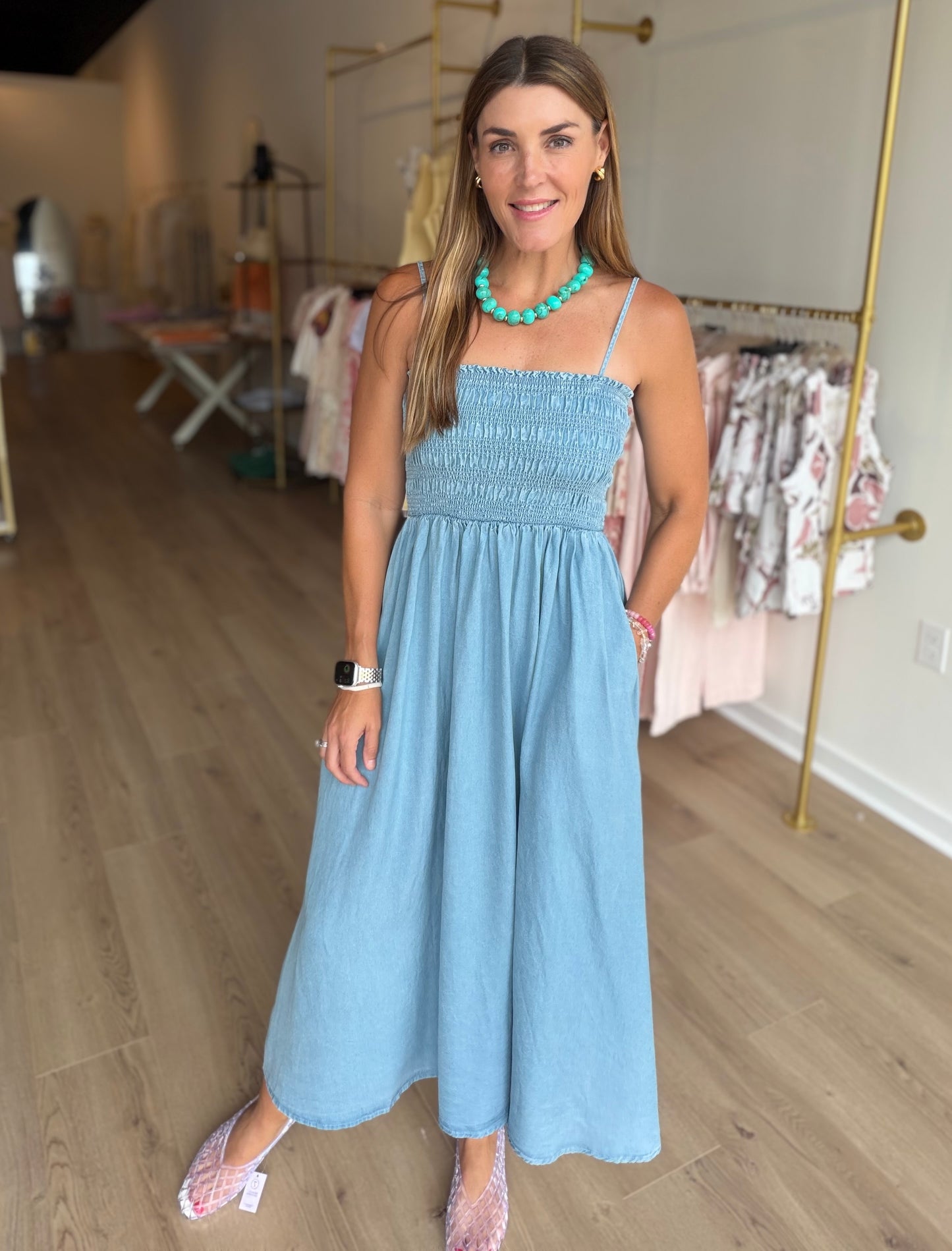 Tencel Smocked Midi