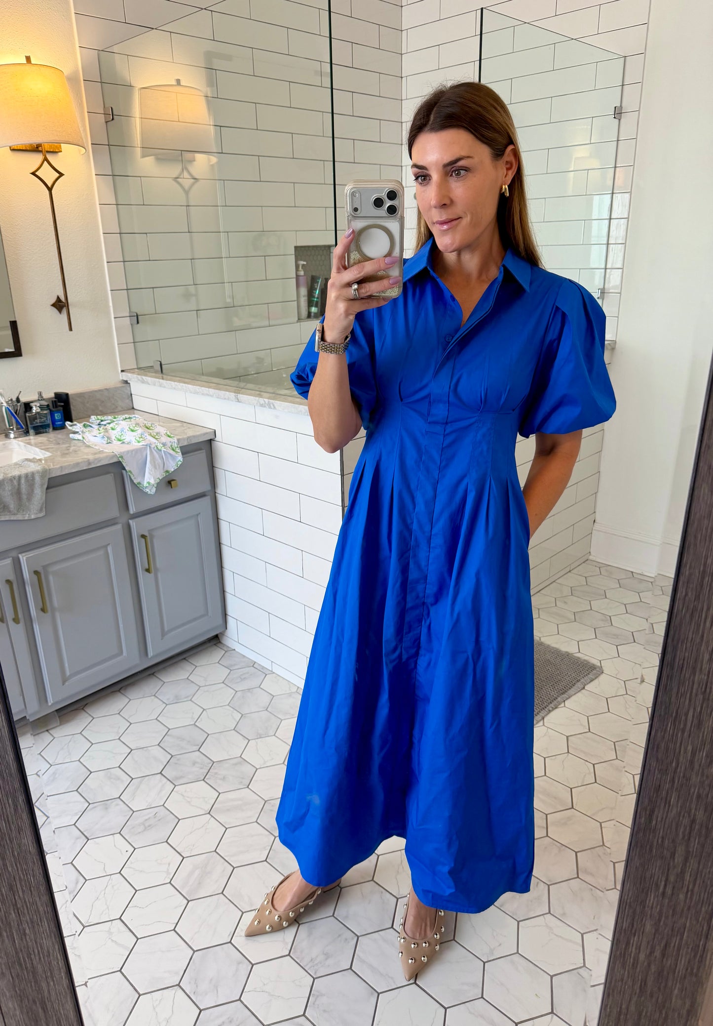 Cobalt Poplin Midi