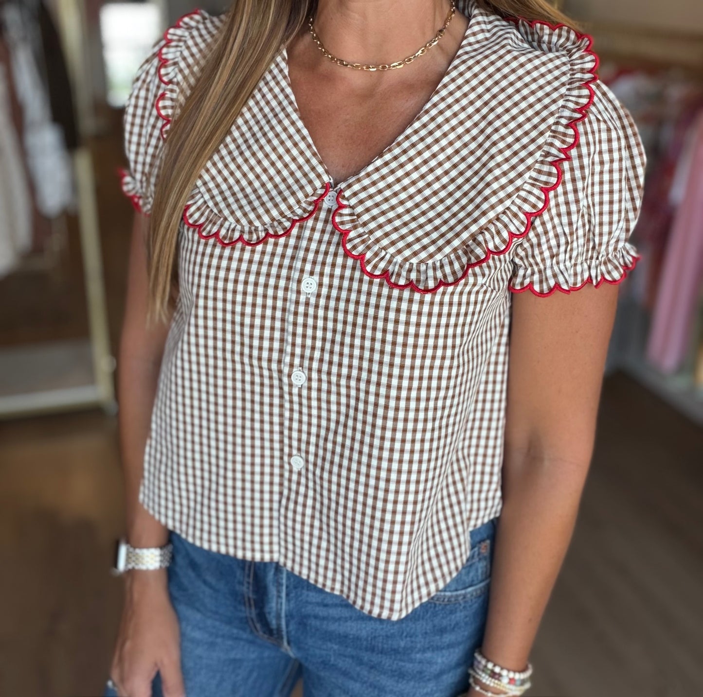 Peter Gingham Blouse