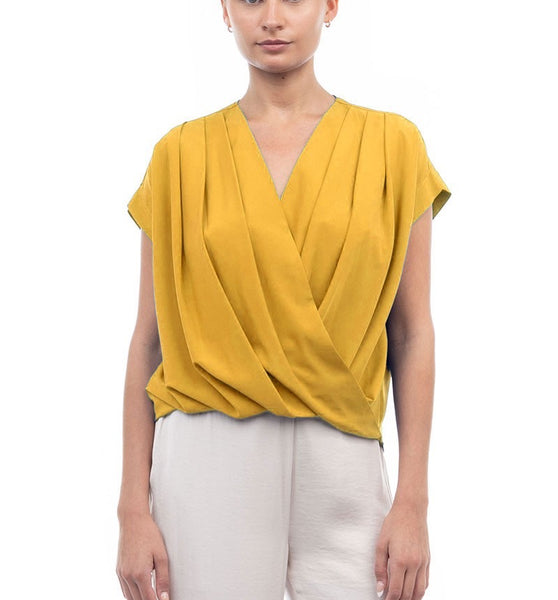 Surplice Pleated Blouse