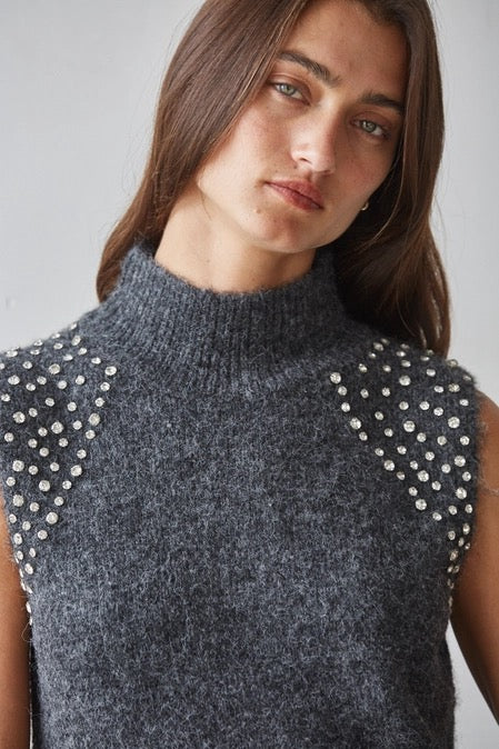 Rhinestone Knit Sleeveless