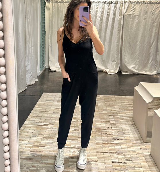 black cami jersey jumpsuit