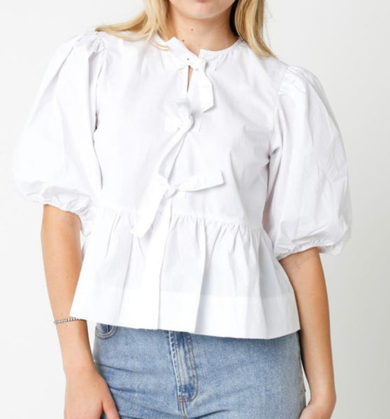 puff sleeved bow top
