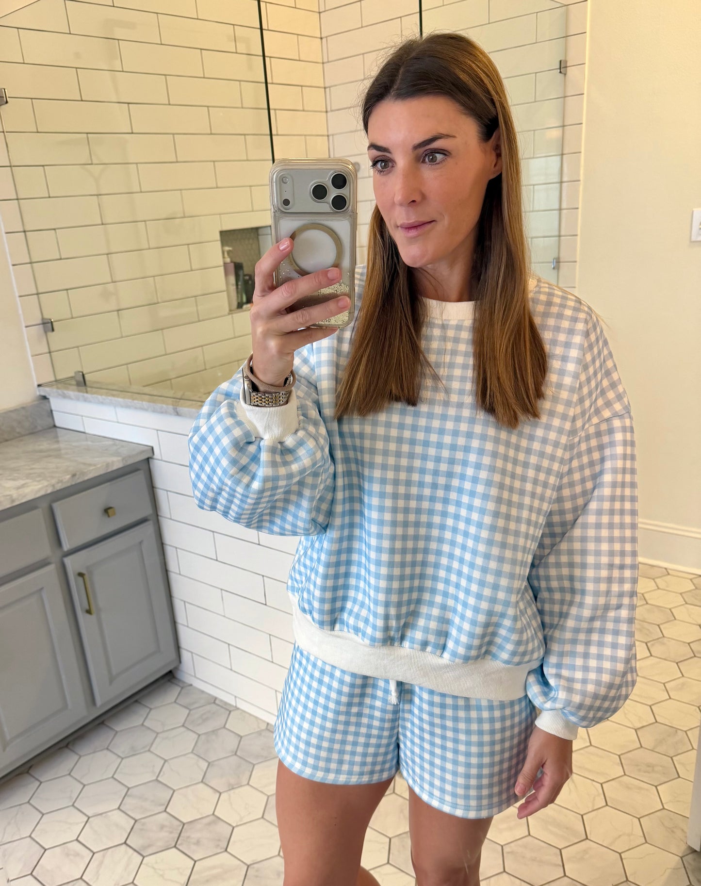 Gingham Lounge Short Set