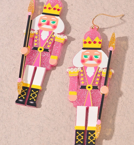 Solid Pink Nutcracker Earring