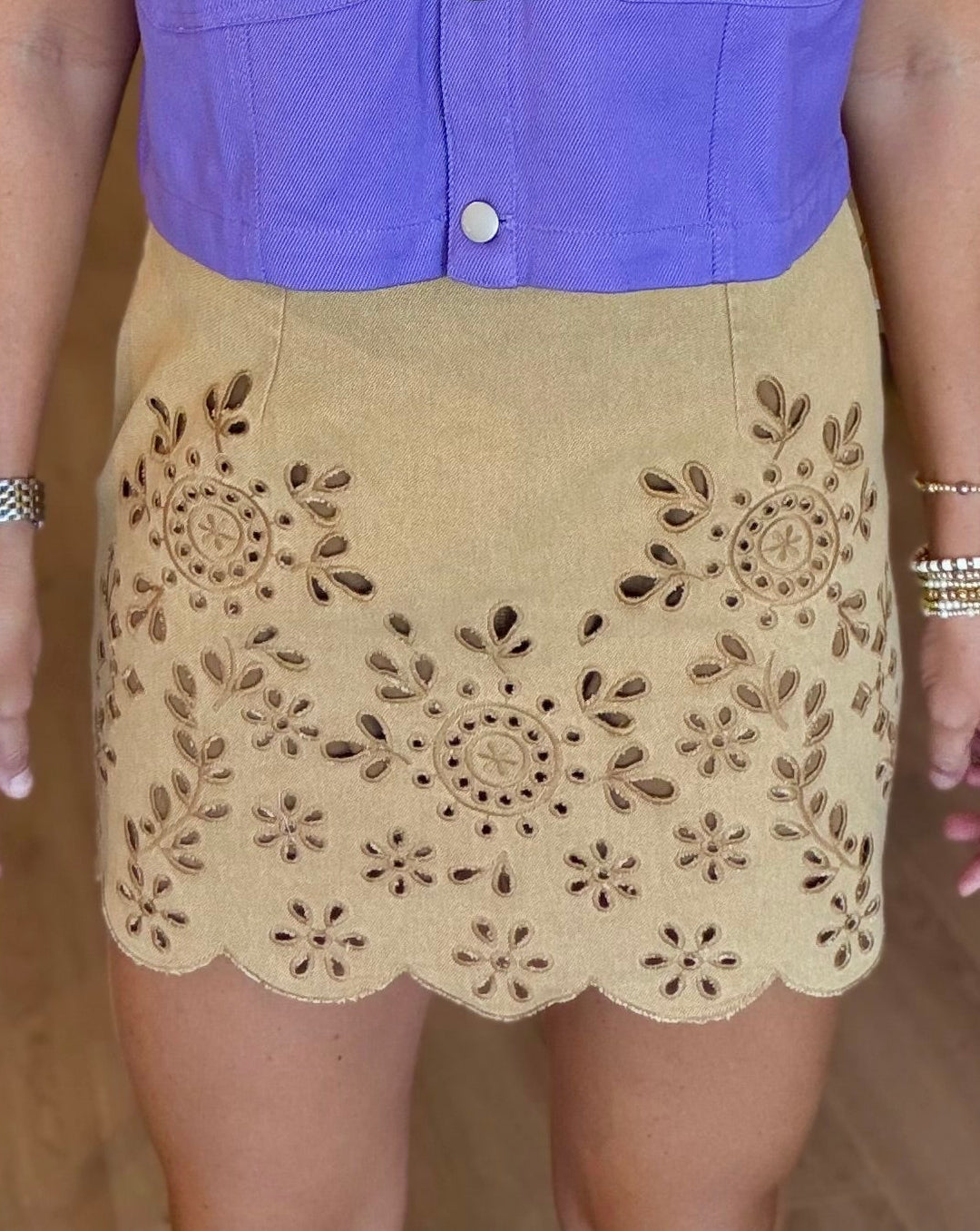 Mustard Embroidered Skort