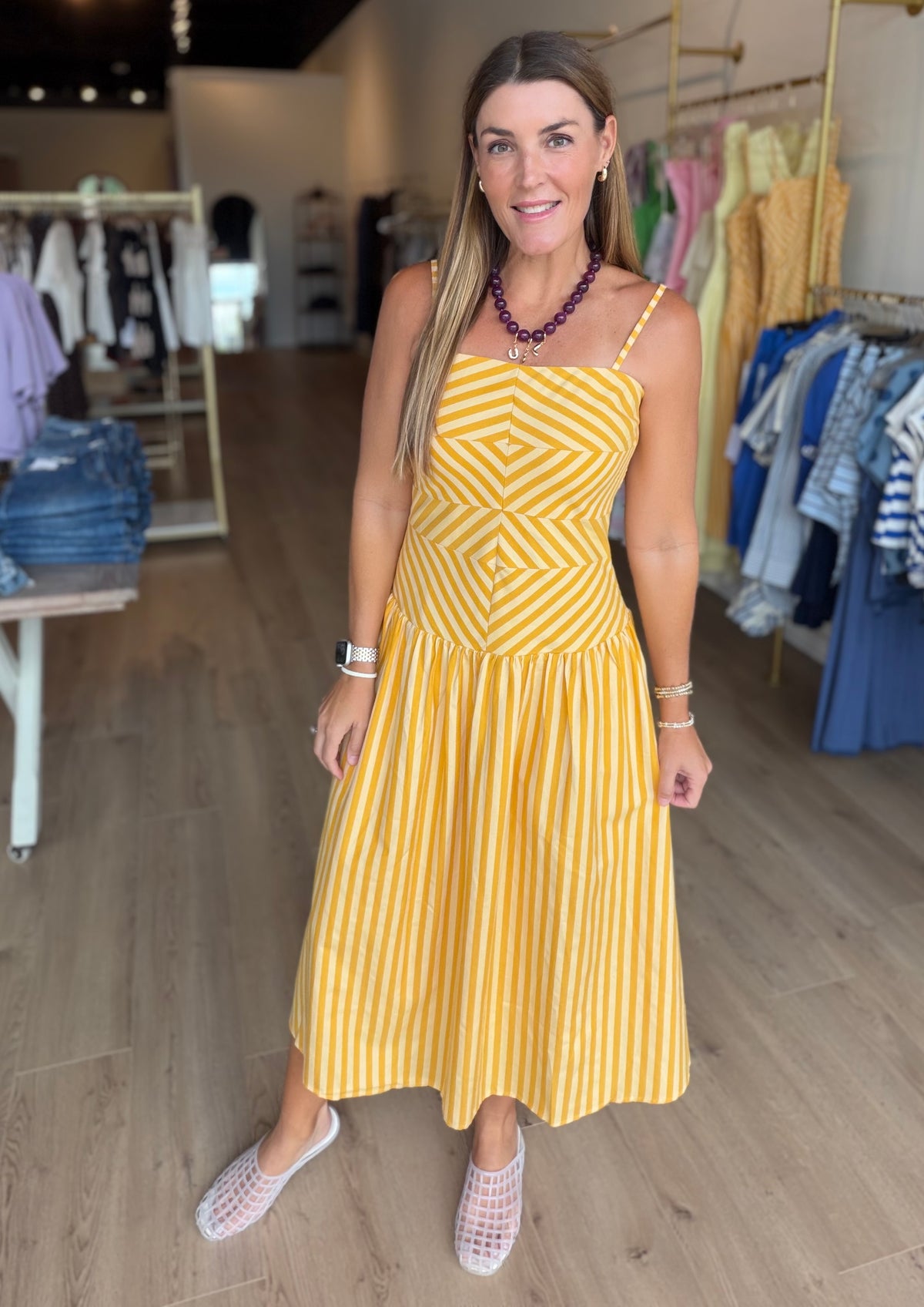 Mustard Chevron Midi