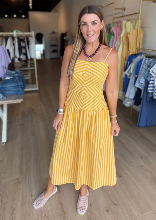 Mustard Chevron Midi